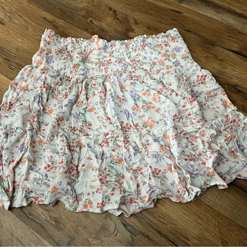Hippie Rose Floral A-Line Skirt - White, Pink, Purple, Orange